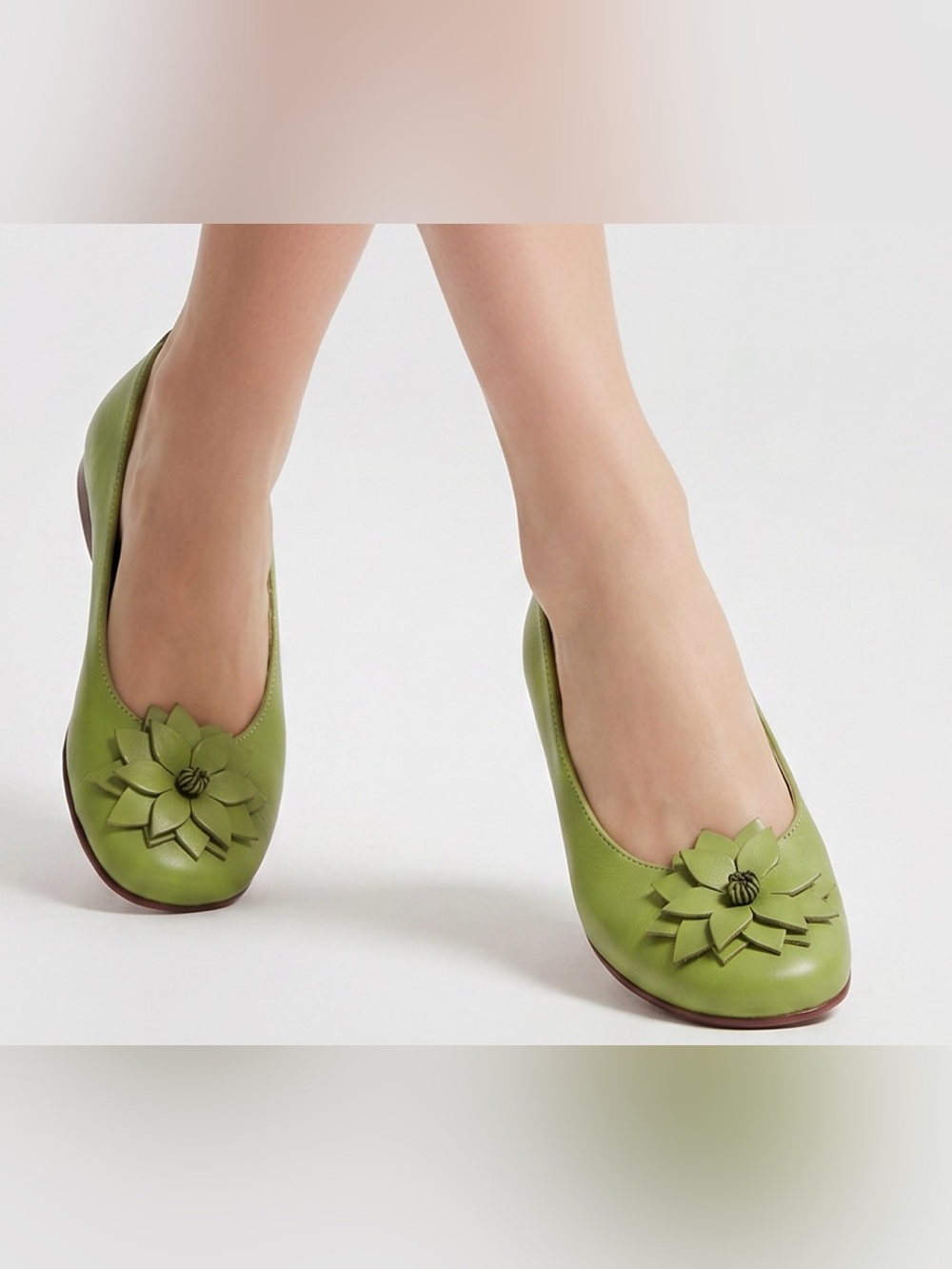 Dexter Women’s Sz 7.5B Vintage Lime Green Square toe soft Leather Ballet Flats